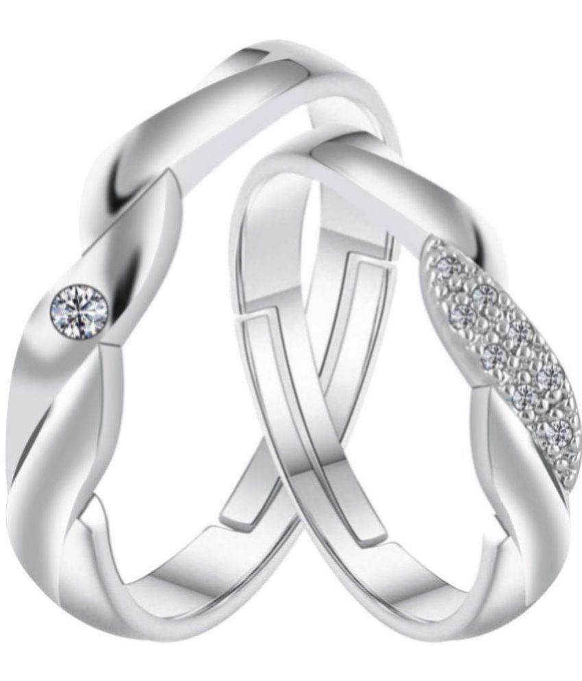     			Silver Shine - Silver Couple Ring ( Pack of 1 )