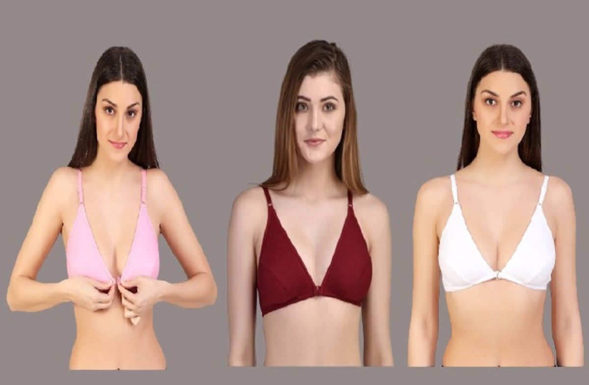     			Zourt Pack of 3 Cotton Non Padded Women's T-Shirt Bra ( Multicolor )