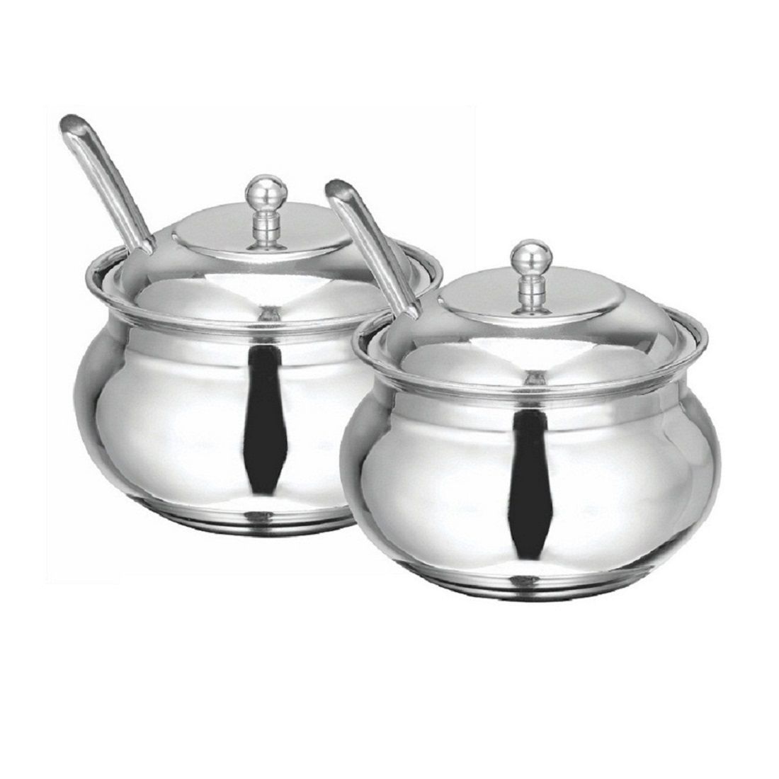     			erum - ghee pot Silver Steel Honey Container ( Set of 2 ) - 200 ml