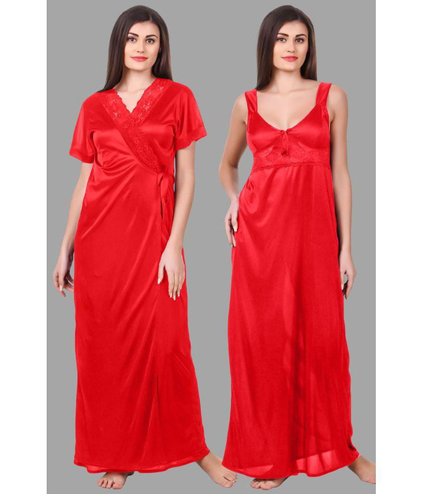     			Fasense - Red Satin Women's Nightwear Robes ( Pack of 2 )