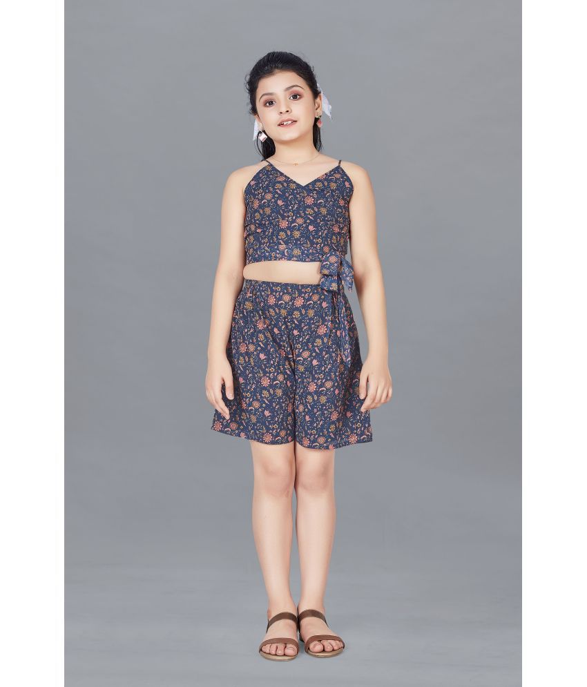     			Fashion Dream - Navy Georgette Girls Top With Shorts ( Pack of 1 )