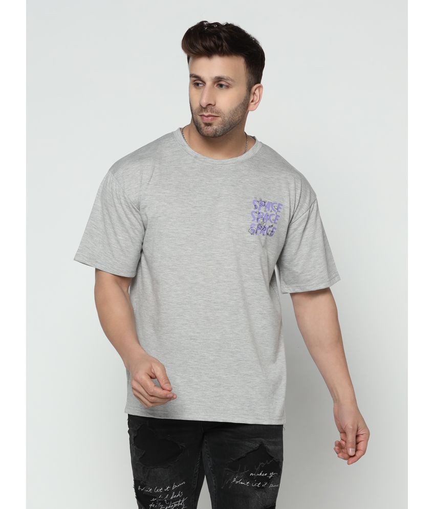     			Gritstones - Grey Melange Cotton Blend Oversized Fit Men's T-Shirt ( Pack of 1 )