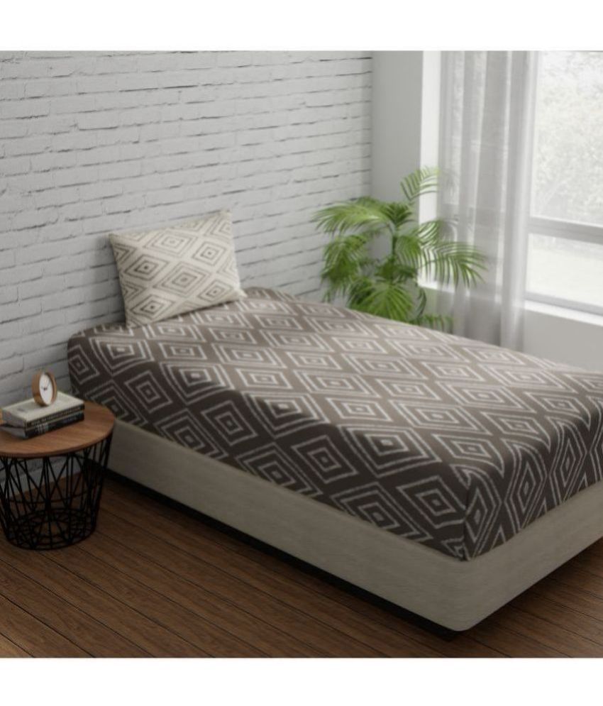    			Huesland - Grey Cotton Single Bedsheet with 1 Pillow Cover