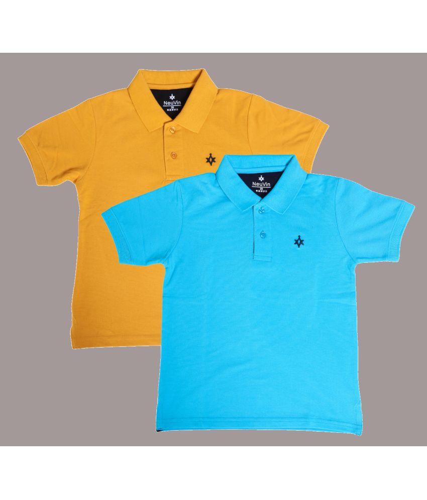     			NEUVIN - Multi Color Cotton Blend Boy's Polo T-Shirt ( Pack of 2 )