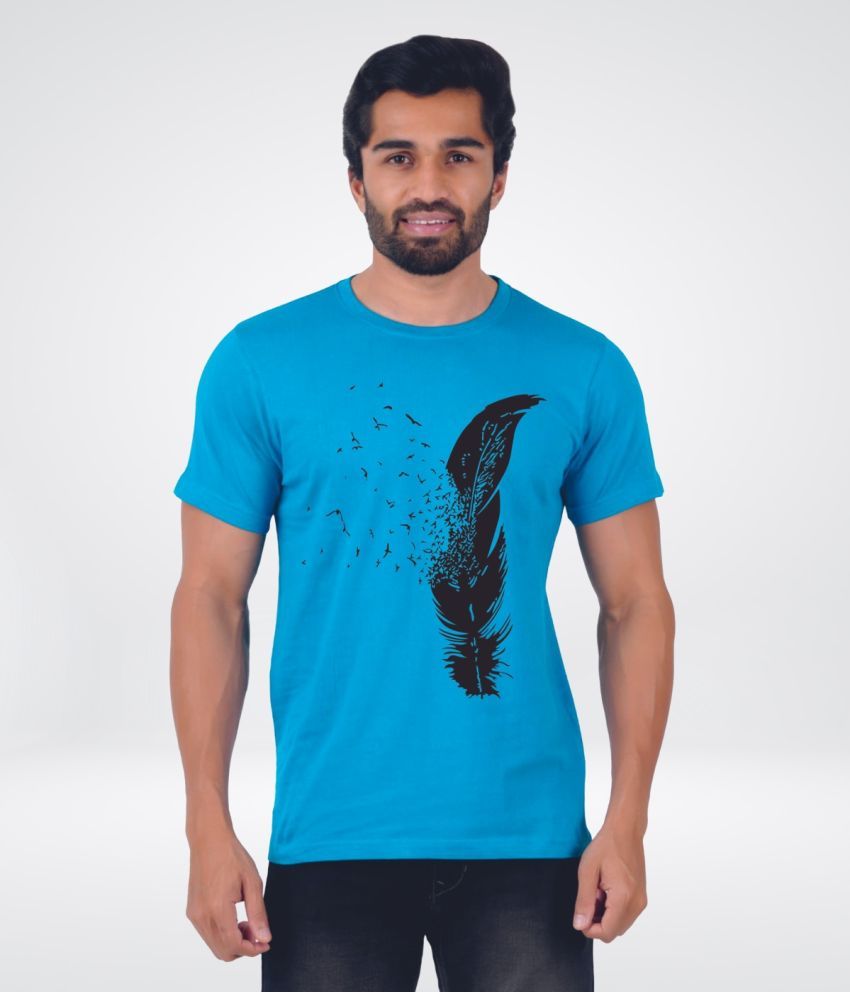     			ferocious - Teal Blue Cotton Regular Fit Men's T-Shirt ( Pack of 1 )