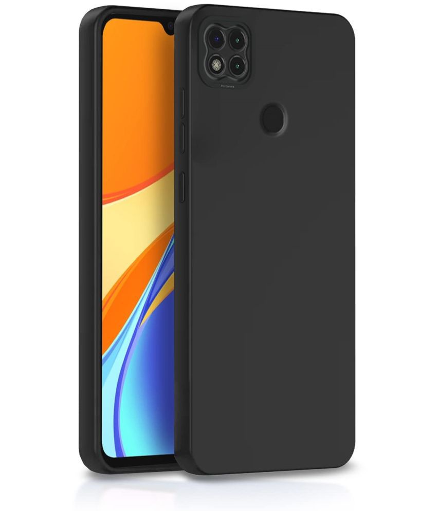     			Case Vault Covers - Black Silicon Plain Cases Compatible For Xiaomi Redmi 9 ( Pack of 1 )