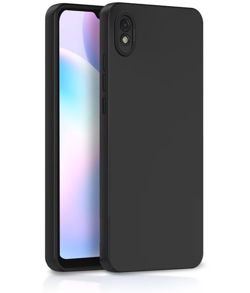    			Case Vault Covers - Black Silicon Plain Cases Compatible For Redmi 9i sport ( Pack of 1 )