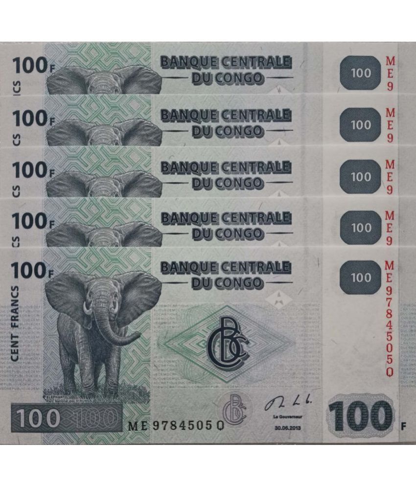     			Hop n Shop - Congo 100 Francs 5 Notes Serial Gem UNC 5 Paper currency & Bank notes