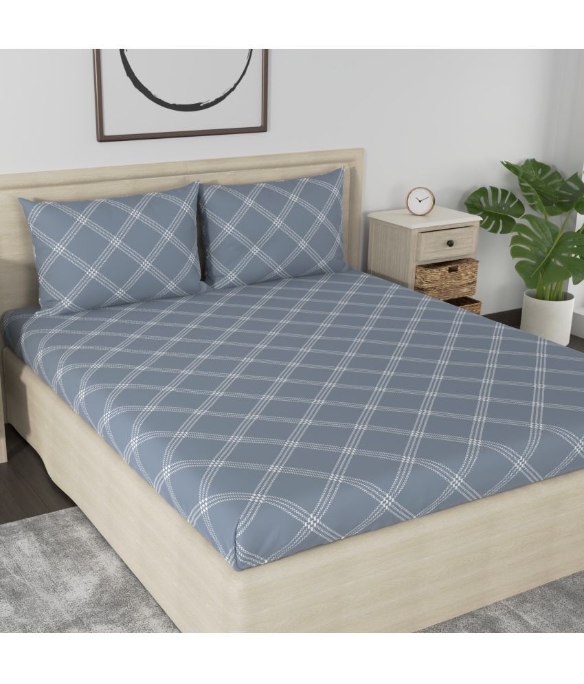     			Huesland - Grey Cotton Single Bedsheet with 1 Pillow Cover