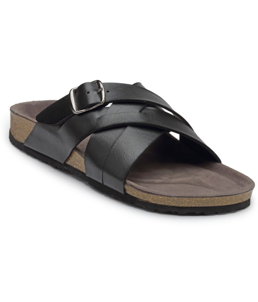     			REFOAM - Black Men's Leather Slipper