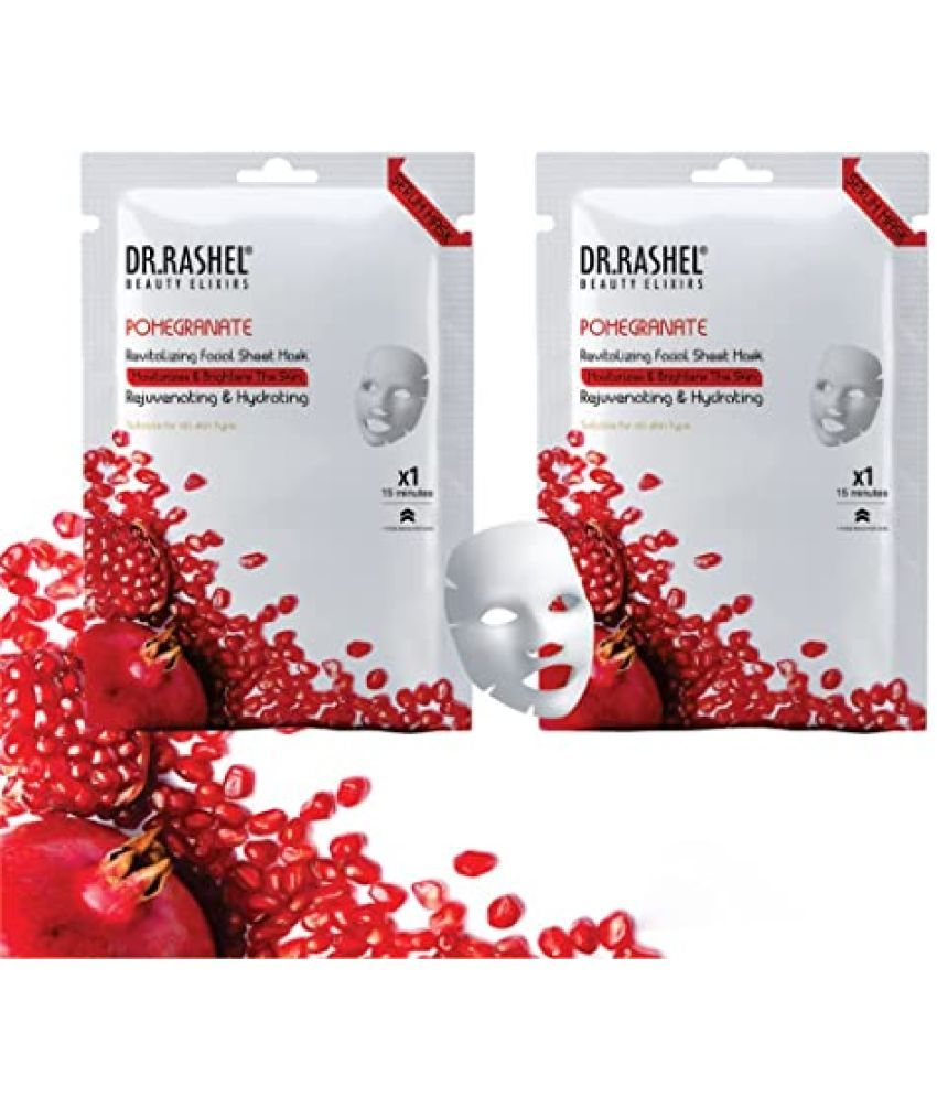     			DR.RASHEL Pomegranate Face Sheet Mask With Serum For Women and Men All Skin Types Soft and Healthy Skin Paraben Free Pack Of 2 20 Grams Each