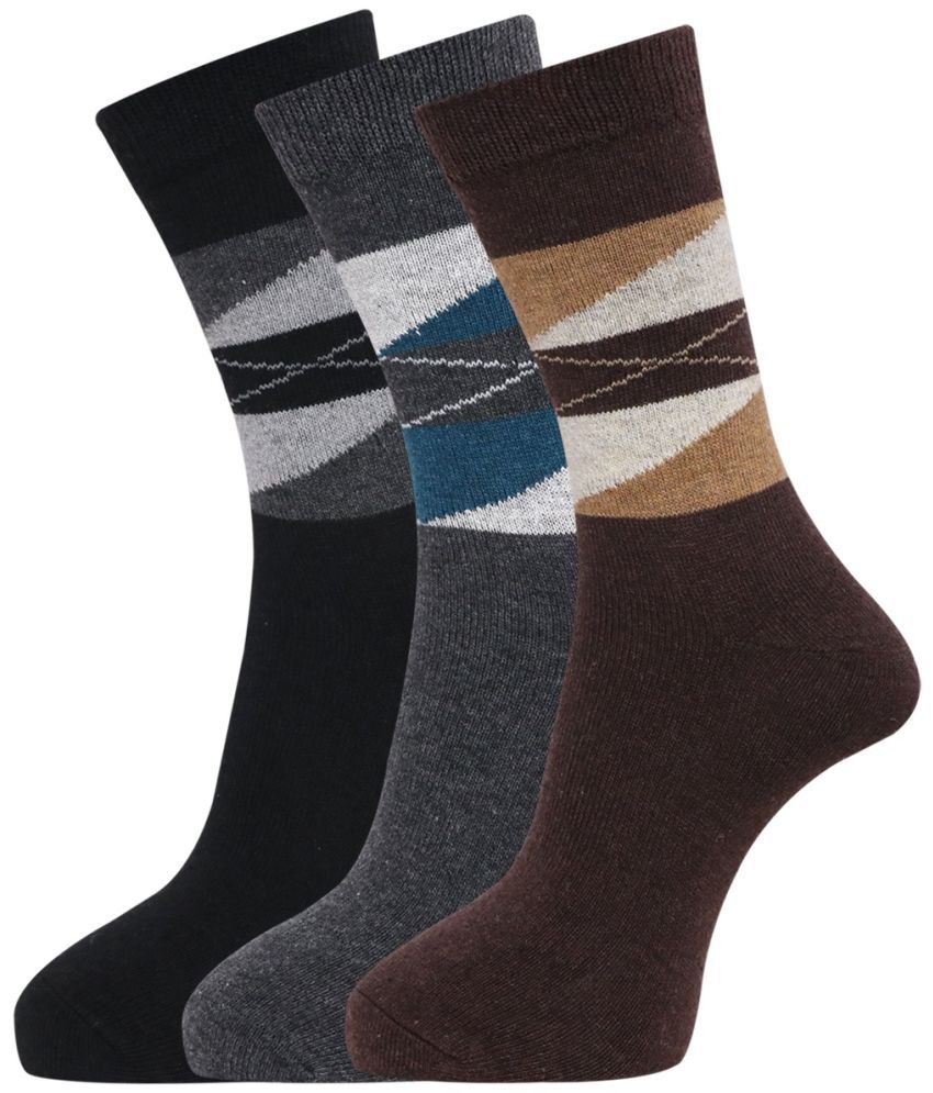     			Dollar - Woollen Men's Self Design Multicolor Mid Length Socks ( Pack of 3 )