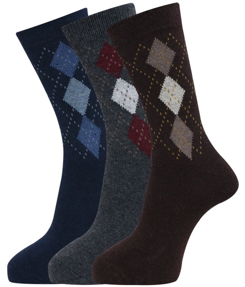     			Dollar - Woollen Men's Self Design Multicolor Mid Length Socks ( Pack of 3 )