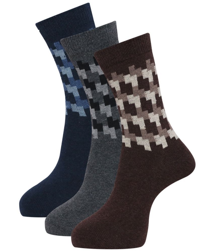     			Dollar - Woollen Men's Self Design Multicolor Mid Length Socks ( Pack of 3 )