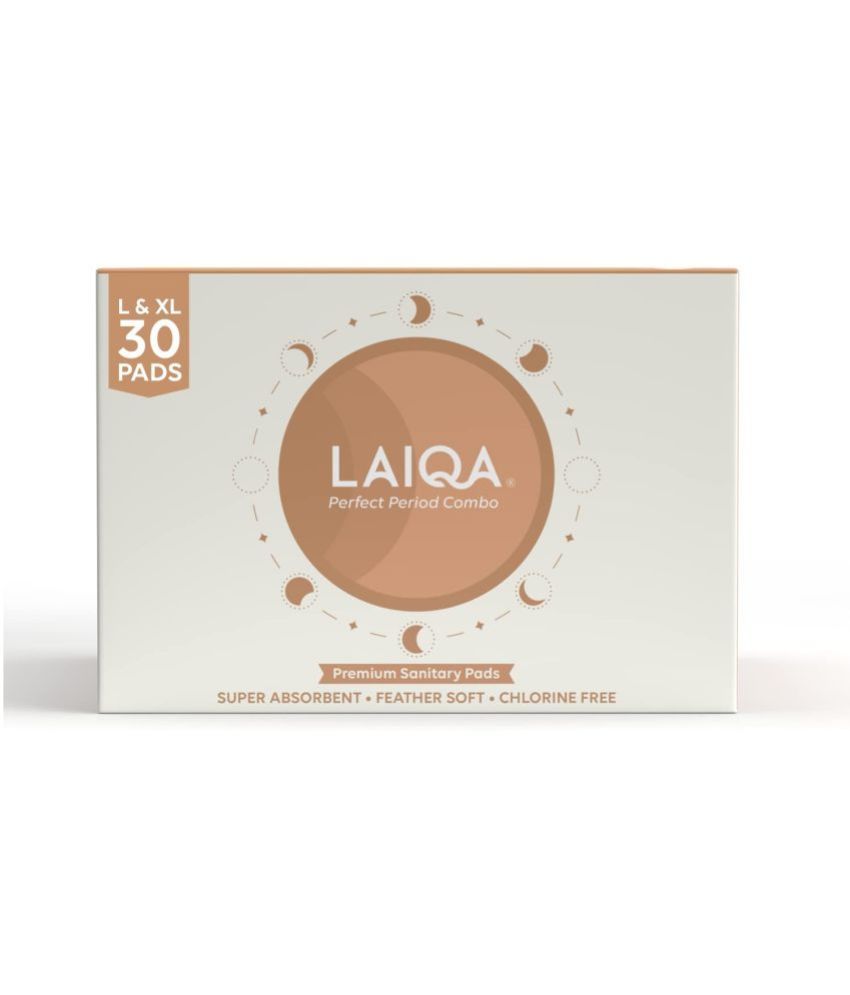     			LAIQA Ultra Soft Day & Night Sanitary Pads for Women - Combo Pack 32 -15 Heavy Flow + 15 Moderate Flow + 2 Pantyliners