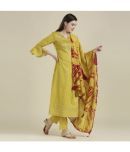 Madhuram Textiles - Mustard Straight Chanderi Women's Stitched Salwar Suit ( Pack of 1 )