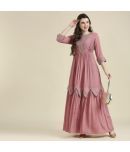 Madhuram Textiles Polyester Embellished Anarkali Women's Kurti - Pink ( Pack of 1 )