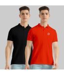 TAB91 Pack of 2 Cotton Blend Slim Fit Solid Half Sleeves Men's Polo T Shirt ( Orange )