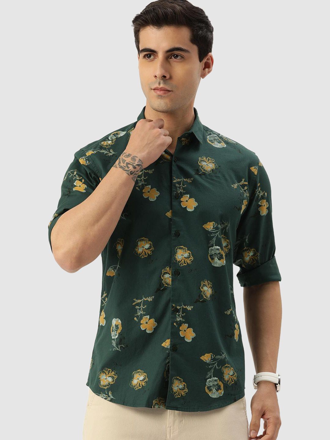     			Bene Kleed - Green Cotton Blend Regular Fit Men's Casual Shirt ( Pack of 1 )