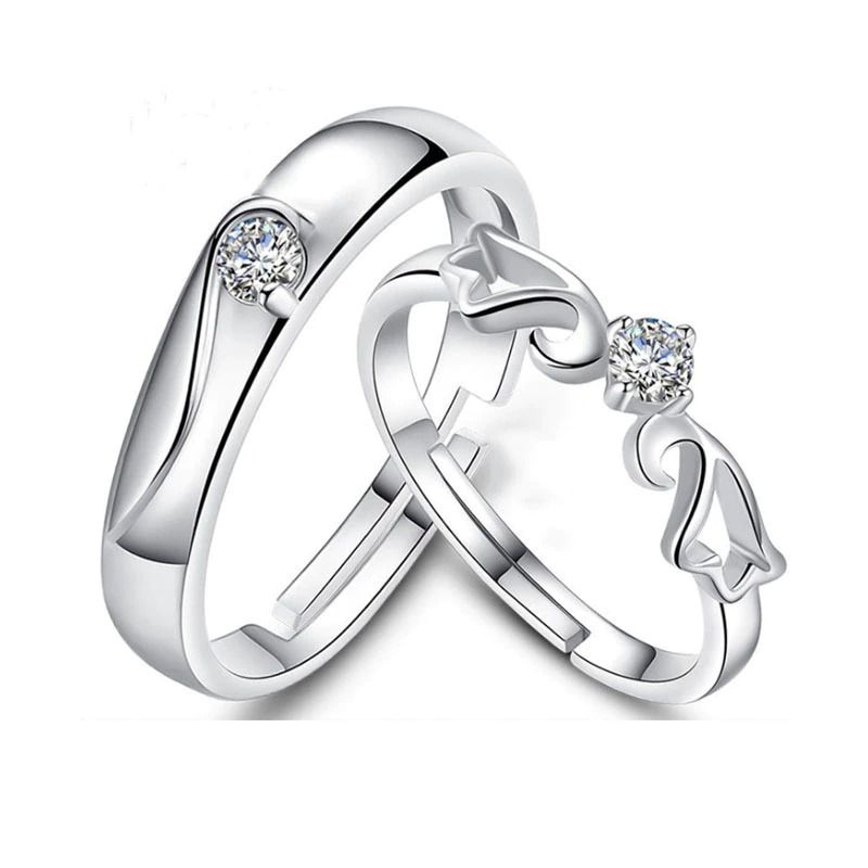     			FASHION FRILL - Silver Couple Ring ( Pack of 1 )