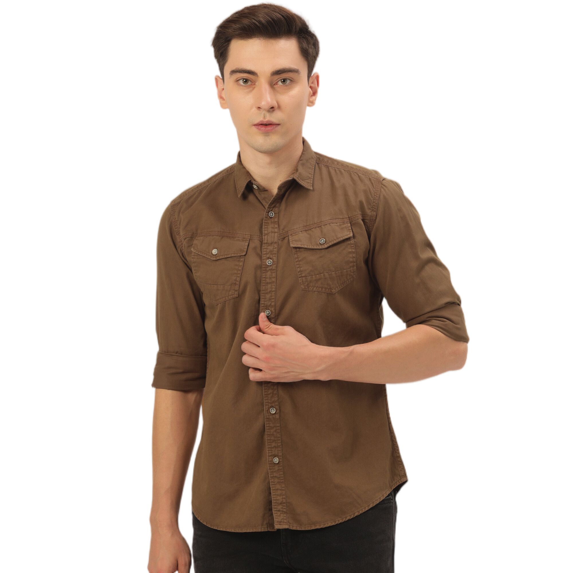 IVOC - Brown 100% Cotton Regular Fit Men's Casual Shirt ( Pack of 1 )