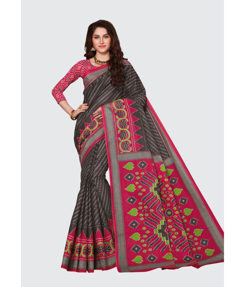     			SHANVIKA - Dark Grey Cotton Saree With Blouse Piece ( Pack of 1 )