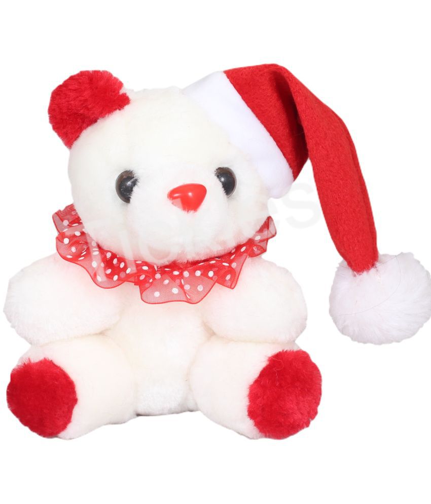     			Tickles Soft Stuffed Plush Animal Teddy with Christmas Santa Cap Toy for Kids Room (Color: White and Red Size: 15 cm)