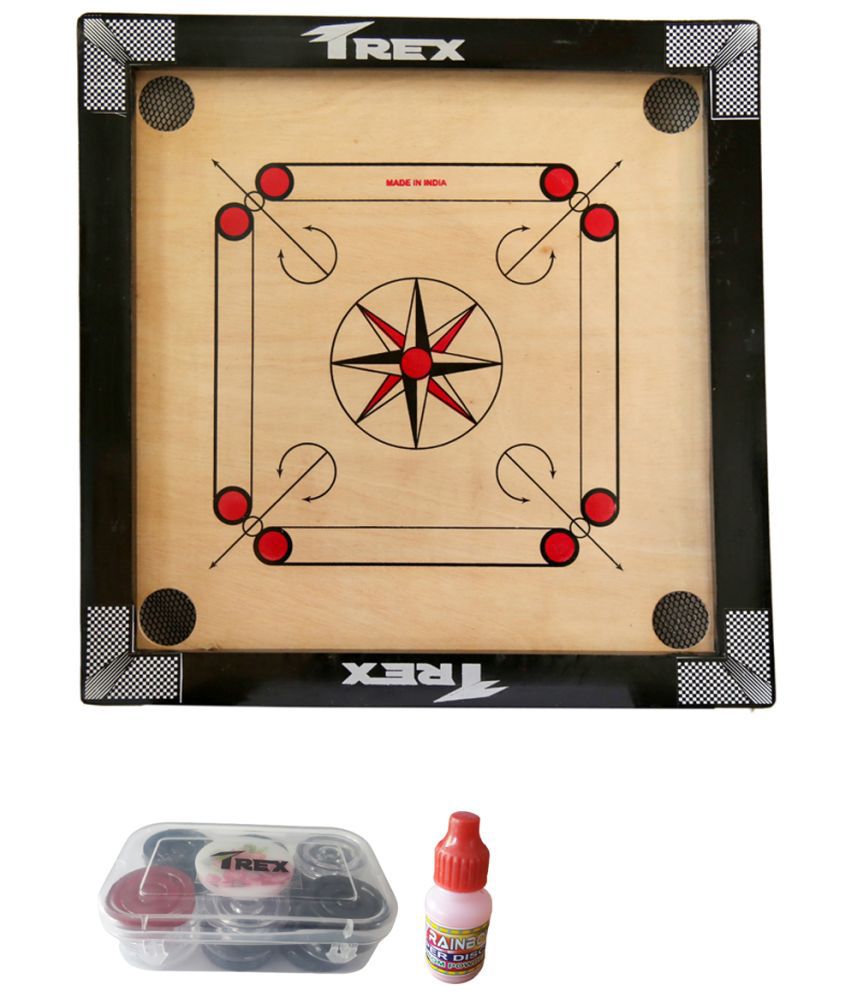     			Trex 20 inches Heavy Carrom Board with Crystal Carrom coins, Powder & Stricker.