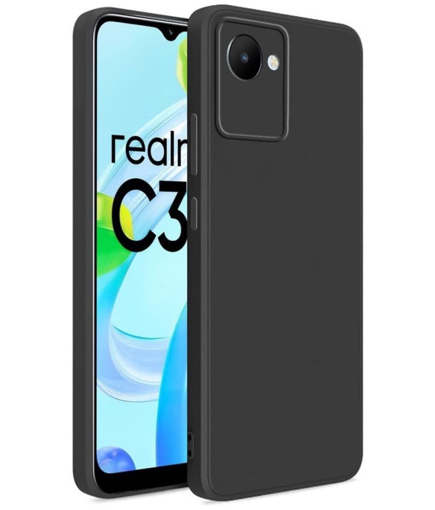     			Case Vault Covers - Black Silicon Plain Cases Compatible For Realme C30s ( Pack of 1 )