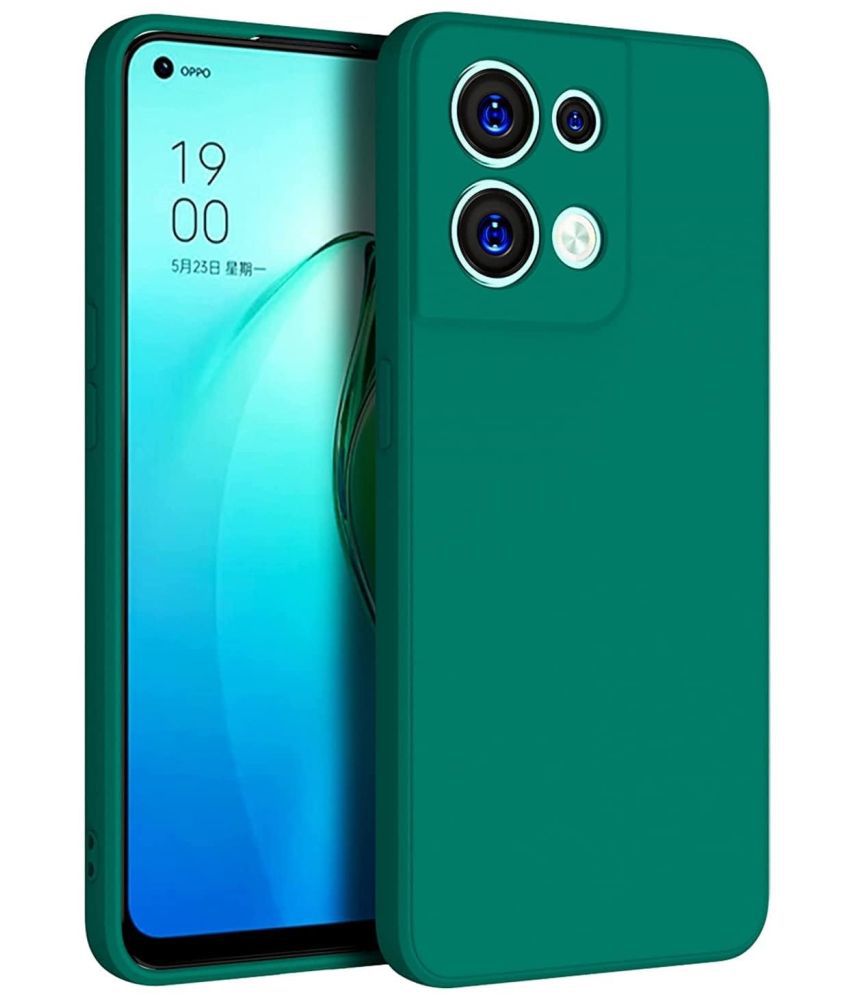     			Case Vault Covers - Green Silicon Plain Cases Compatible For Oppo Reno 8 5G ( Pack of 1 )