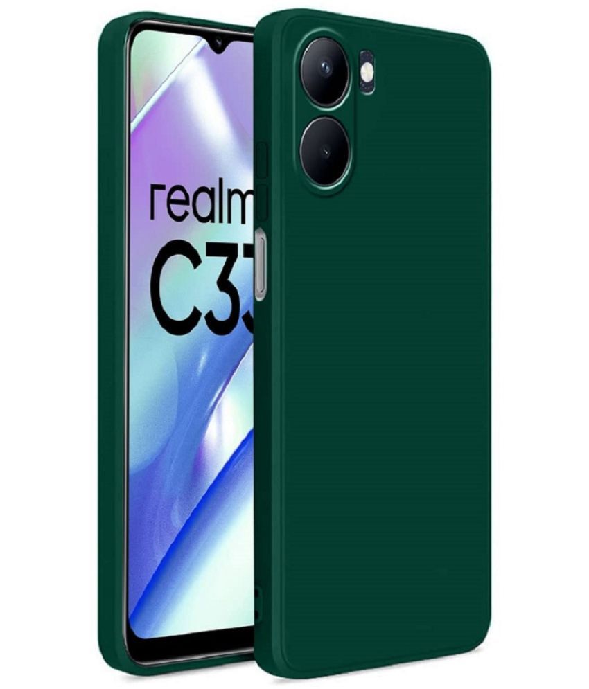     			Case Vault Covers - Green Silicon Plain Cases Compatible For Realme C33 ( Pack of 1 )