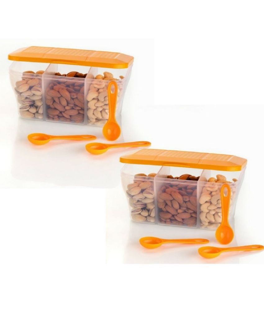     			MAMIRA - Multipurpose 3 In 1 Polyproplene Orange Spice Container ( Set of 2 )