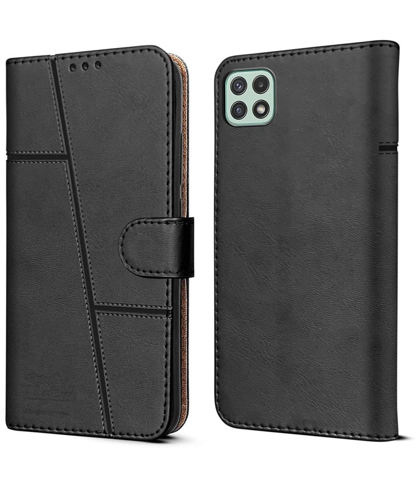     			NBOX - Black Artificial Leather Flip Cover Compatible For Samsung Galaxy A22 5G ( Pack of 1 )