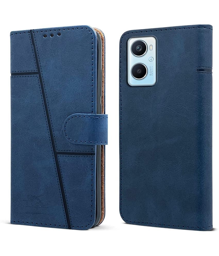     			NBOX - Blue Artificial Leather Flip Cover Compatible For Oppo A76 ( Pack of 1 )