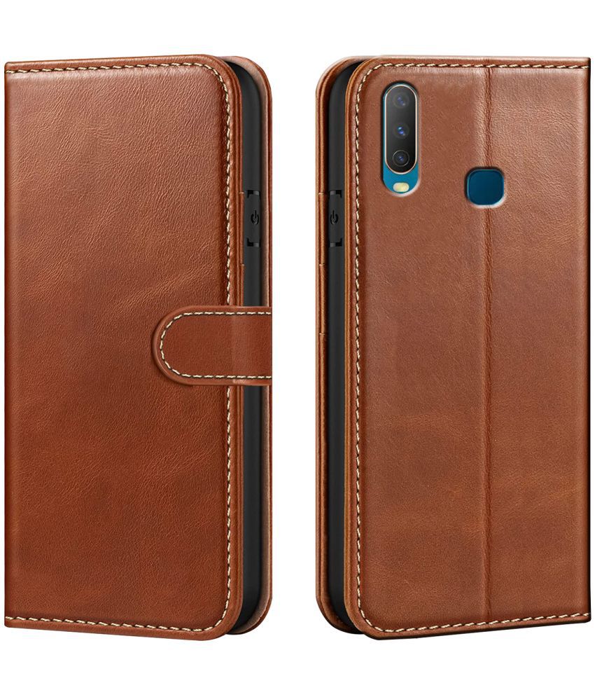     			forego - Brown Artificial Leather Flip Cover Compatible For Vivo U10 ( Pack of 1 )
