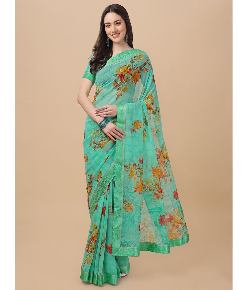     			Rekha Maniyar Fashions - Green Georgette Saree With Blouse Piece ( Pack of 1 )