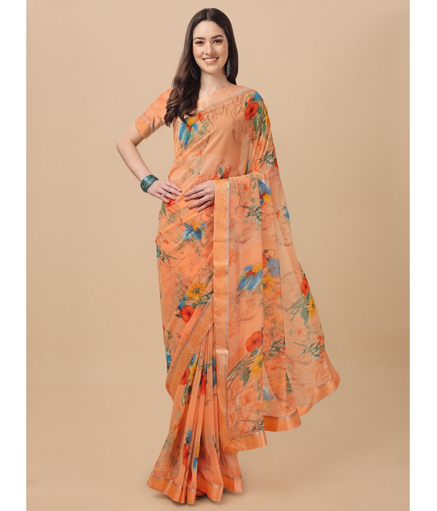    			Rekha Maniyar Fashions - Orange Georgette Saree With Blouse Piece ( Pack of 1 )