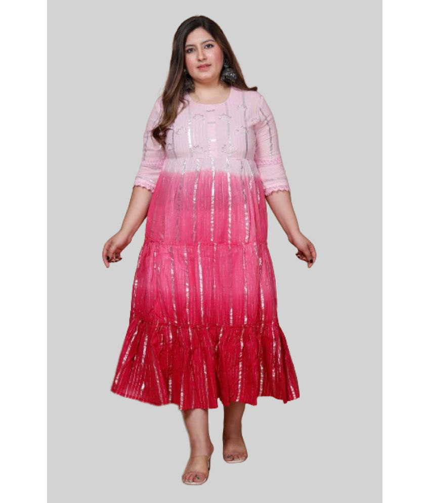     			miravan - Pink Cotton Women's Anarkali Kurti ( Pack of 1 )
