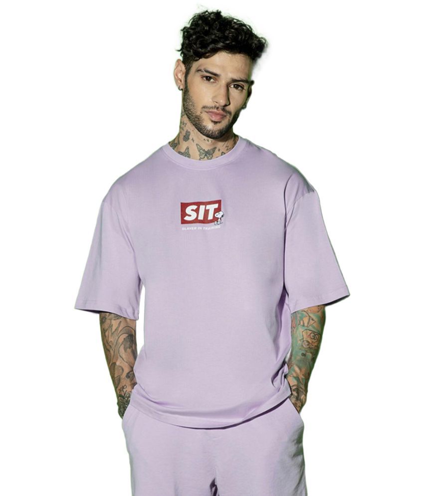     			Bewakoof - Purple Cotton Oversized Fit Men's T-Shirt ( Pack of 1 )