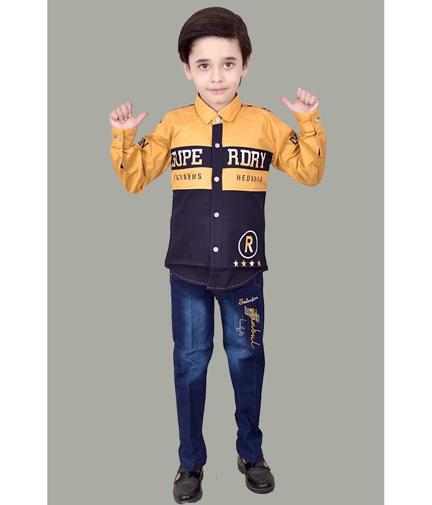     			Cherry Tree - Yellow Cotton Blend Boys Shirt & Jeans ( Pack of 1 )