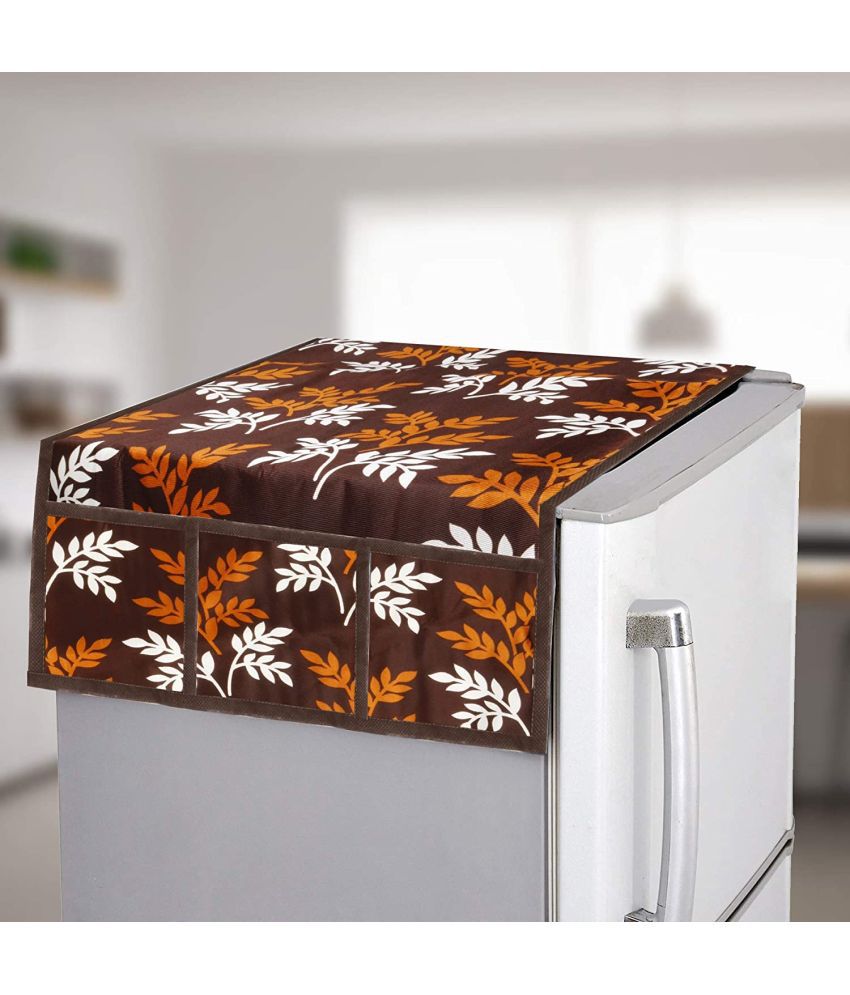     			HOMETALES Polyester Fridge Top Cover 55x97 Cm (Pack of 1) - Brown