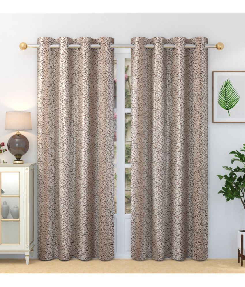     			Homefab India Abstract Blackout Eyelet Door Curtain 7ft (Pack of 2) - Brown
