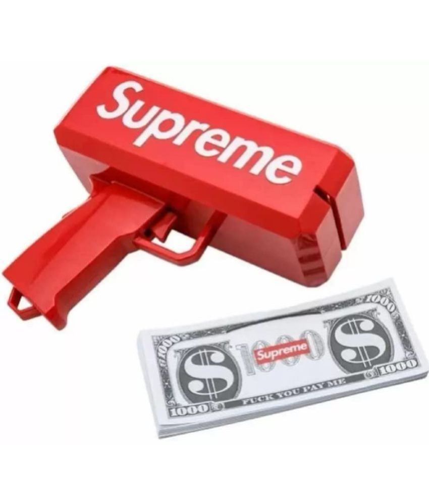     			JELLIFY Supreme Money Gun Cash Cannon for Wedding, Parties Fun Includes 100 Fake Dollars Money Gun  (Red)