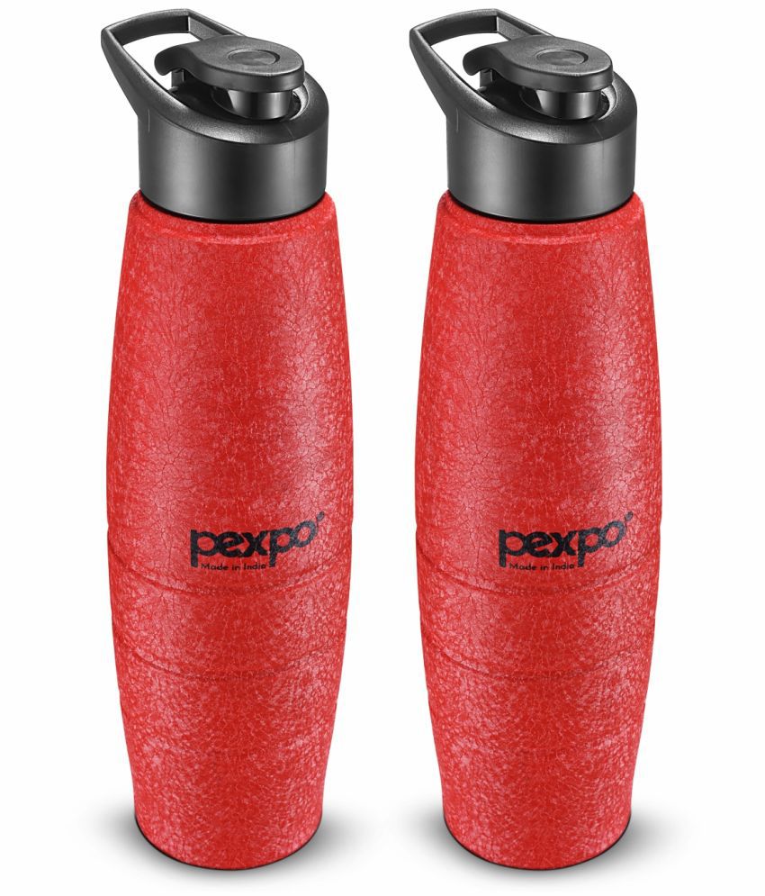     			PEXPO 1000 ml Stainless Steel Sports Water Bottle (Set of 2, Red, Duro)