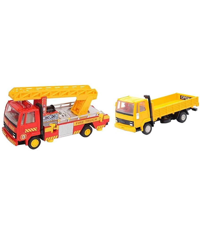     			Centy Toys Fire Ladder Truck, Yellow & Centy Toys Cargo Pull Back Truck