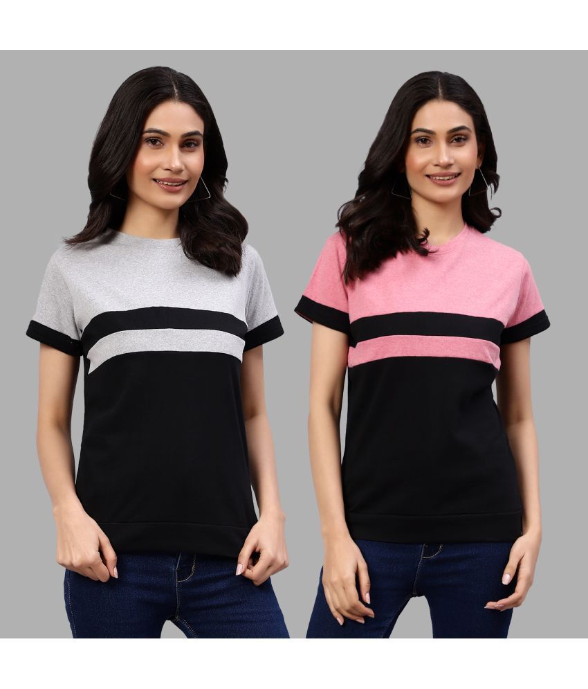     			Diaz - Multicolor Cotton Blend Regular Fit Women's T-Shirt ( Pack of 2 )