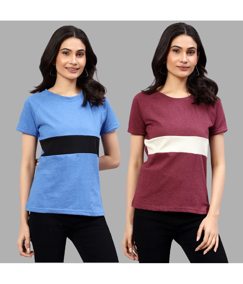     			Diaz - Multicolor Cotton Blend Regular Fit Women's T-Shirt ( Pack of 2 )