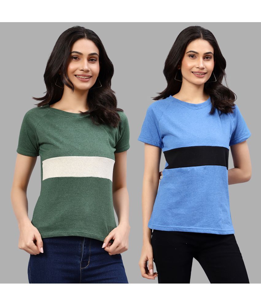     			Diaz - Multicolor Cotton Blend Regular Fit Women's T-Shirt ( Pack of 2 )