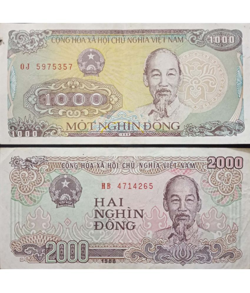     			Hop n Shop - Rare Vietnam 1000 Dong & 2000 Dong 2 Paper currency & Bank notes