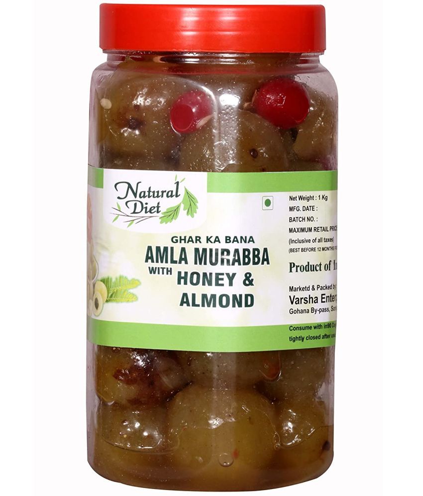     			Natural Diet Ghar Ka Bana Honey AMLA MURABBA with Almonds 1kg (The Orignal Love is Eating Grandma's Food) Pickle 1 kg